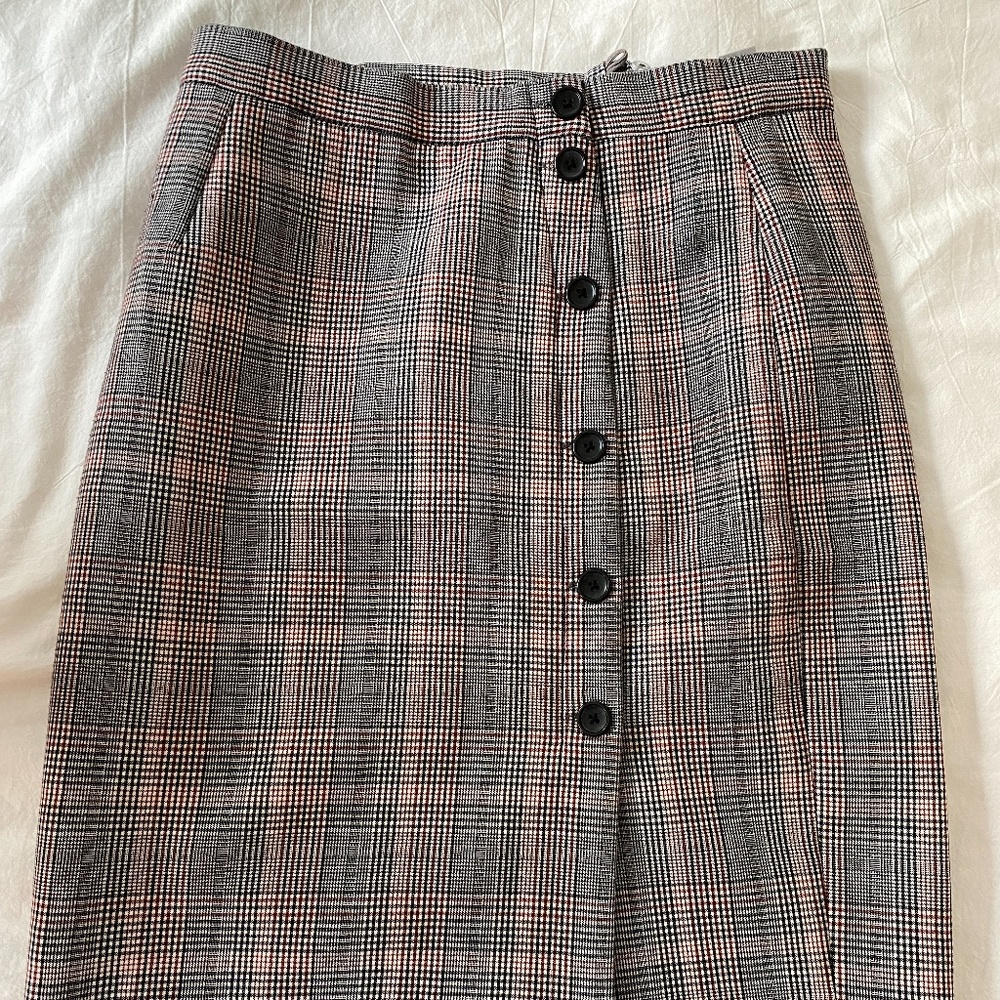 H&M Plaid Tweed Pencil Skirt